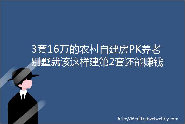 3套16万的农村自建房PK养老别墅就该这样建第2套还能赚钱